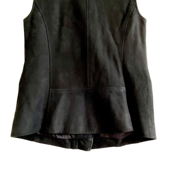 Rebecca Taylor Black Lamb Leather Moto Vest with Wool‎ Lapel, Size XS - Picture 12 of 15
